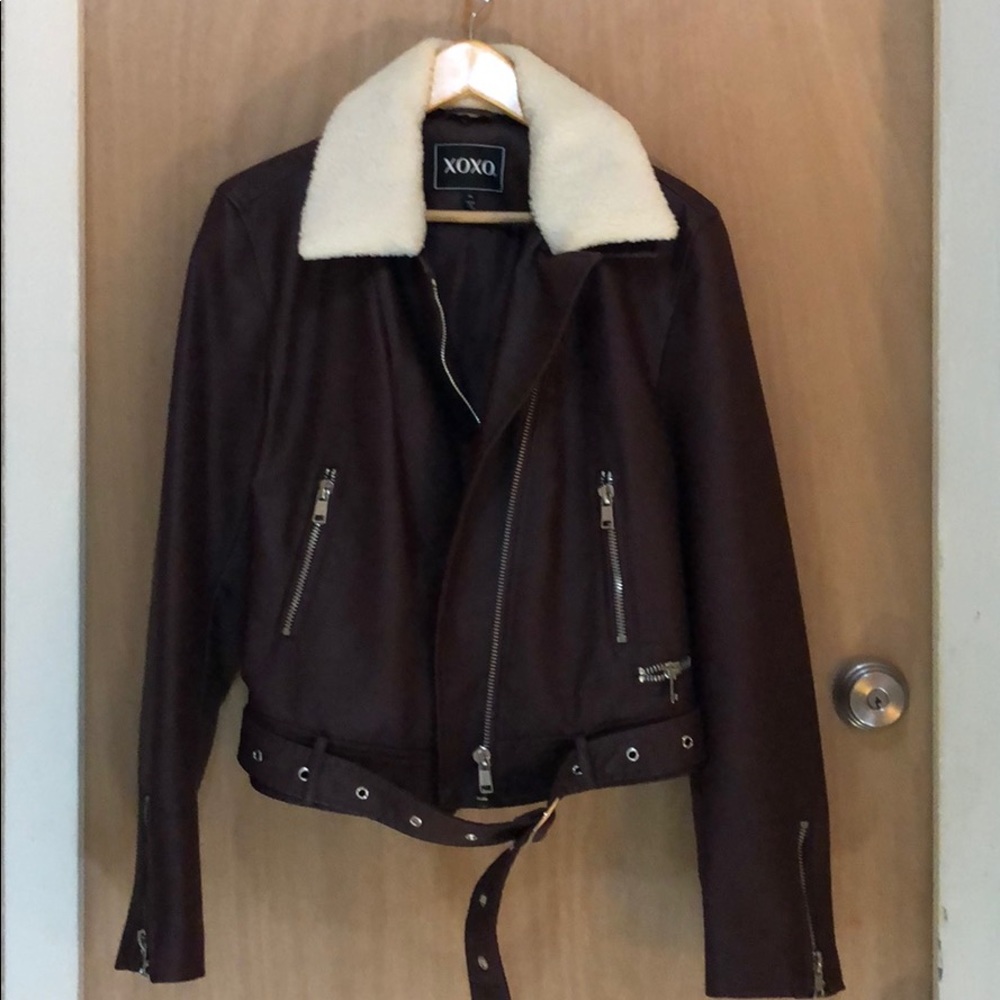 XOXO FAUX LEATHER MOTO JACKET